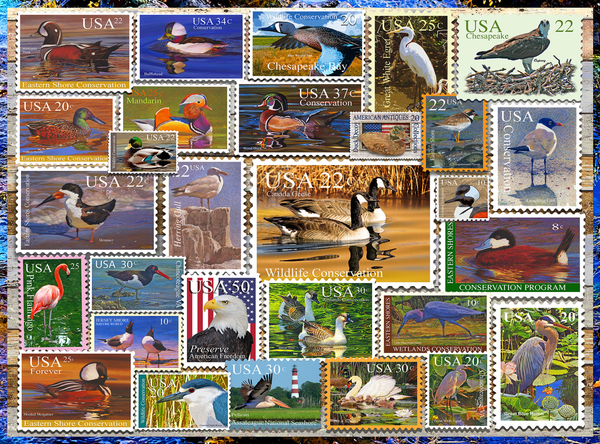 Birds of Our Shores Stamps 1000-Piece Puzzle