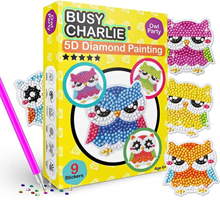 5D Diamond Painting Kit for Kids Assortment Owl Party