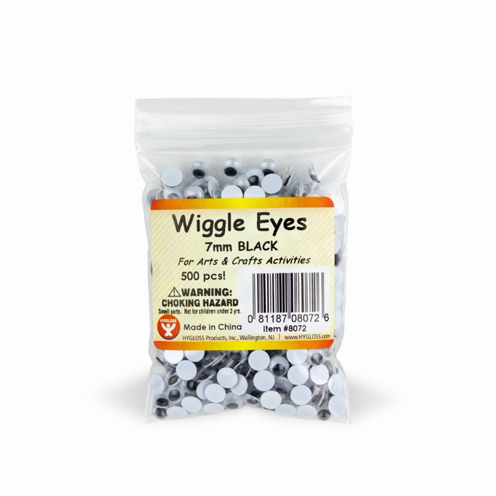 Wiggle Eyes - Paste On 7 mm Black