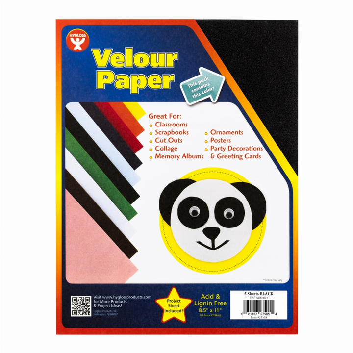 Velour Paper Self Adhesive Black