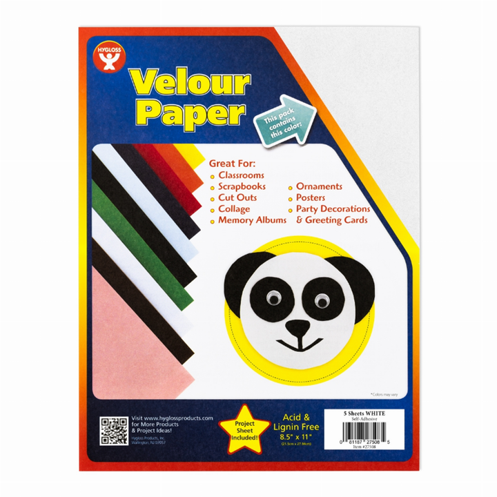 Velour Paper Self Adhesive White