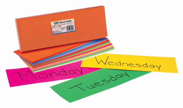 Bright Word Cards 4inx11.5in 8 Each of 12 Colors/4 White