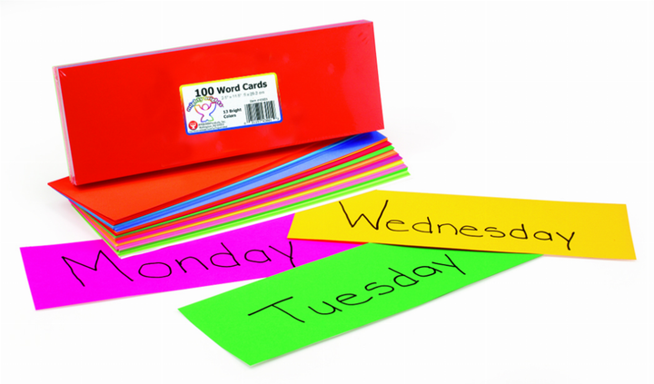 Bright Word Cards 2.5inx11.5in 8 Each of 12 Colors/4 White