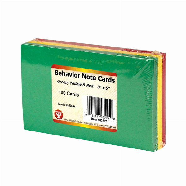 Behavior Cards 3inx5in Green, Yellow & Red