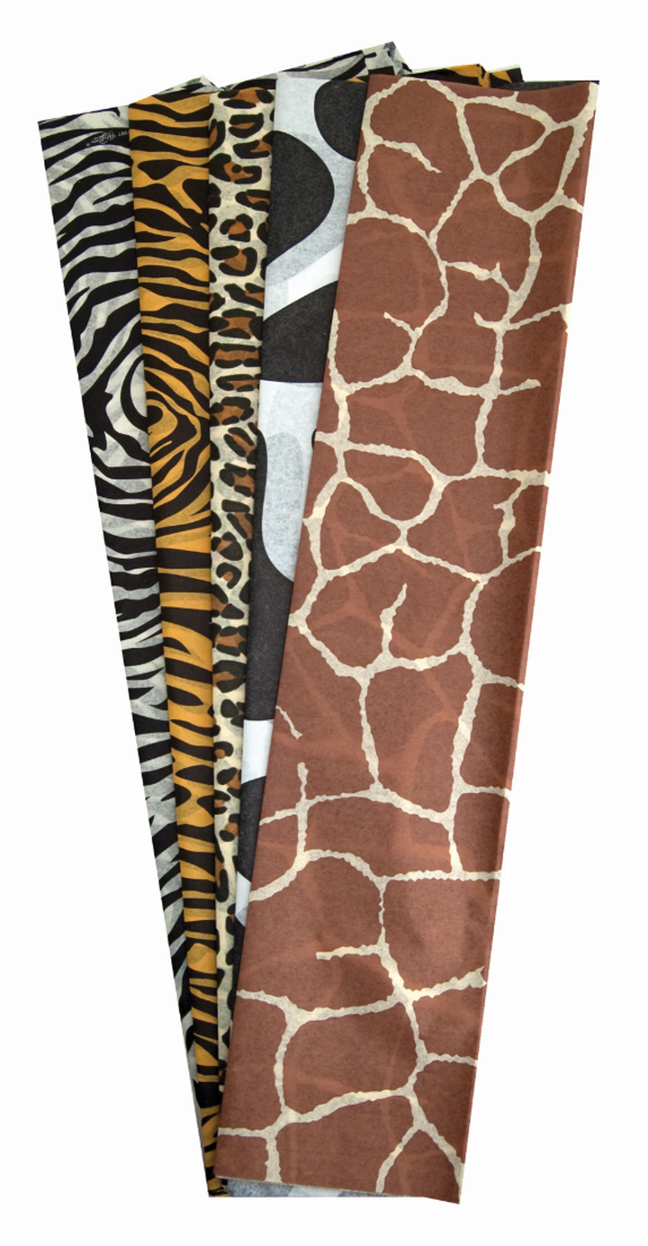 Tissue (Bleeding/Non-Bleeding) 20inx30in 4 each of 5 animal skin designs Non-Bleeding