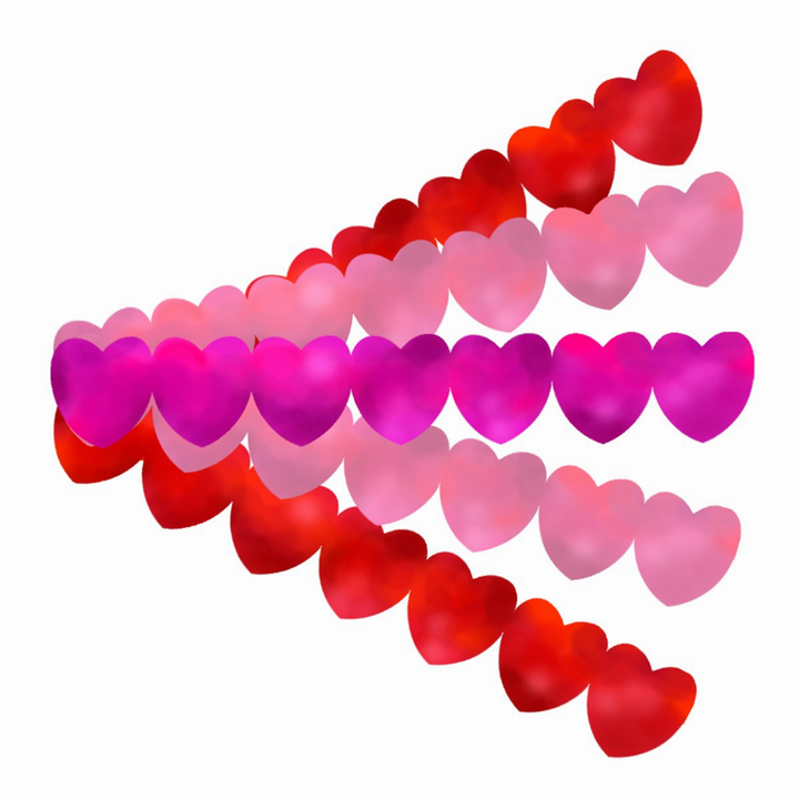 Sticker Strips Metallic Hearts, 2 Red, 2 Pink, 1 Magenta