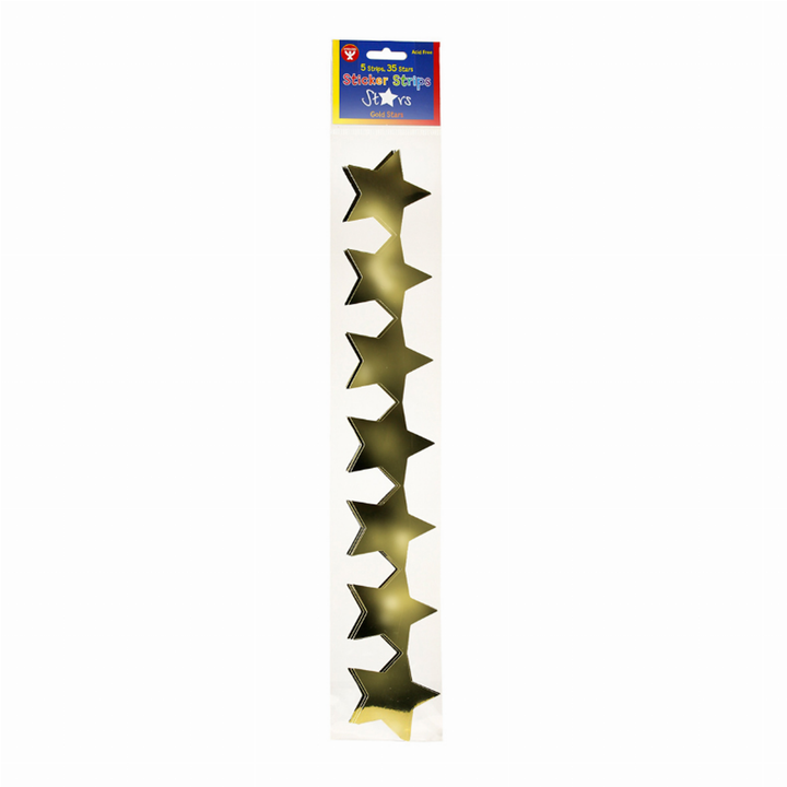 Sticker Strips Metallic Stars, 5 Strips of Gold Stars - 3