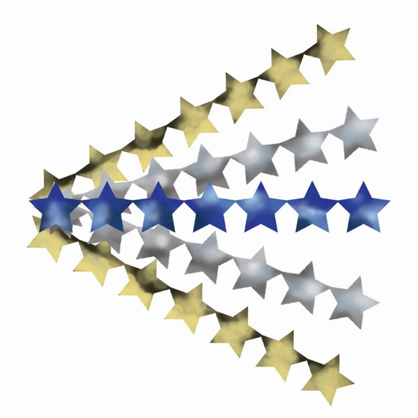 Sticker Strips Metallic Stars, 2 Gold, 2 Silver, 1 Blue