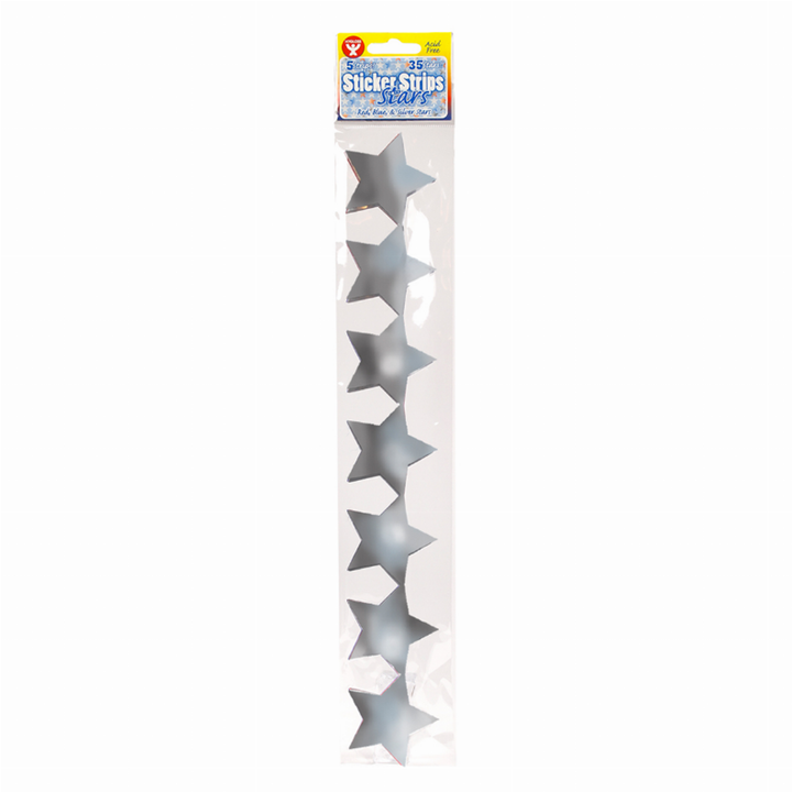 Sticker Strips Metallic Stars, 1 Silver, 2 Red, 2 Blue - 2