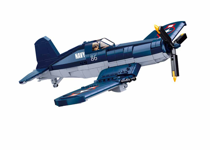 WWII F4U Corsair Fighter Plane Building Brick Kit (550 pcs) - 2