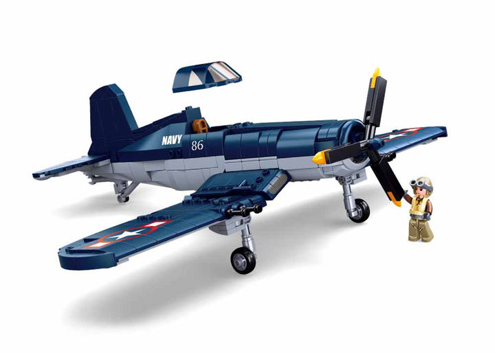 WWII F4U Corsair Fighter Plane Building Brick Kit (550 pcs) - 3