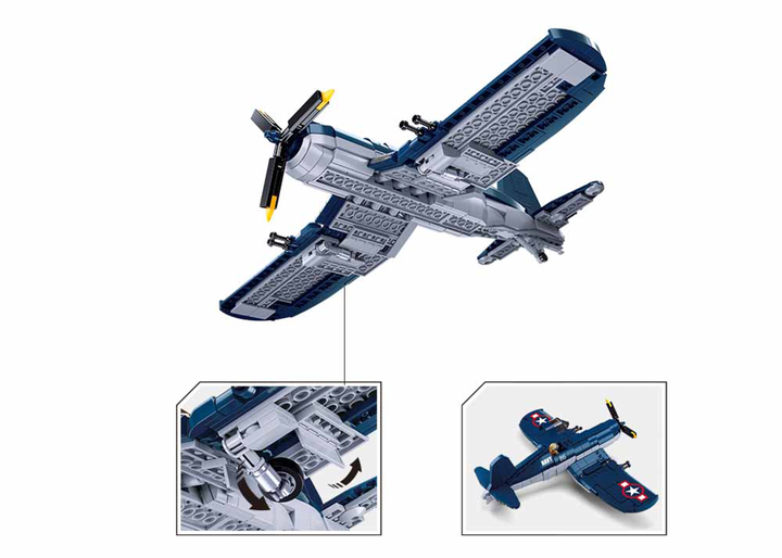 WWII F4U Corsair Fighter Plane Building Brick Kit (550 pcs) - 4