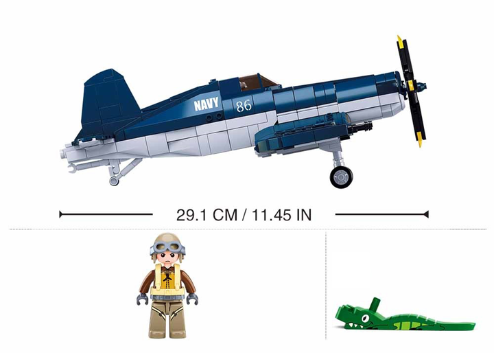 WWII F4U Corsair Fighter Plane Building Brick Kit (550 pcs) - 5