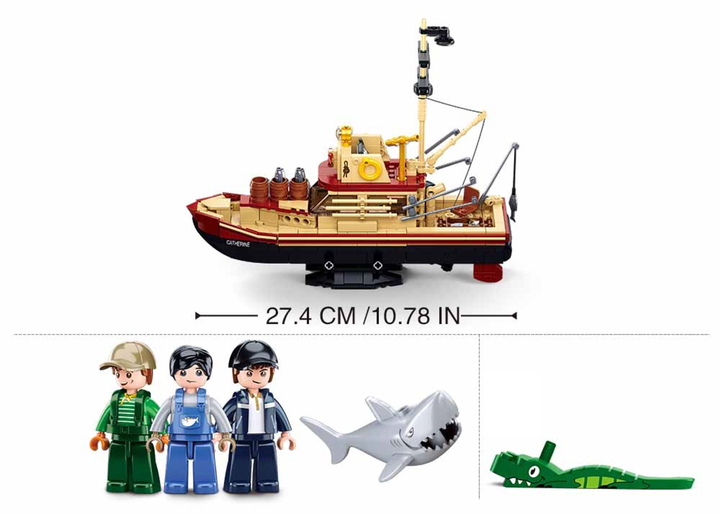 Model Bricks Great Shark Ship Building Brick Kit (592 pcs) - 5