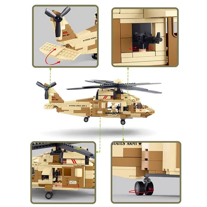 Black Hawk Helicopter Building Brick Kit (439 Pcs) - 2