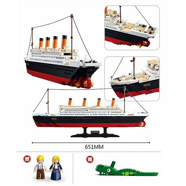 Titanic (Large Model) Building Brick Kit with Jack and Rose Figures (1012 Pcs) - 2