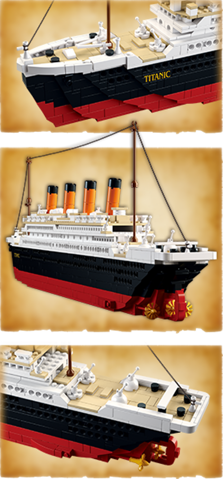 Titanic (Large Model) Building Brick Kit with Jack and Rose Figures (1012 Pcs) - 5