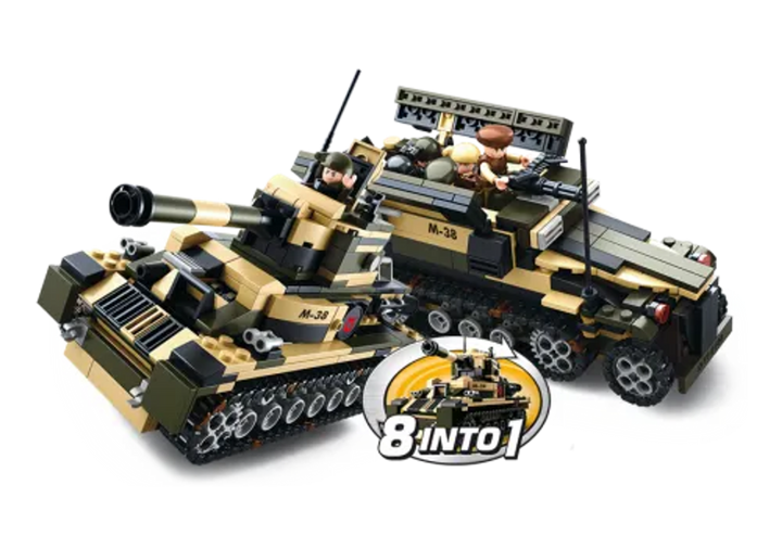 Army 8-into-1 Tank Building Brick Display Set (917 pcs) - 2