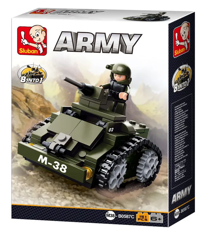 Army 8-into-1 Tank Building Brick Display Set (917 pcs) - 8