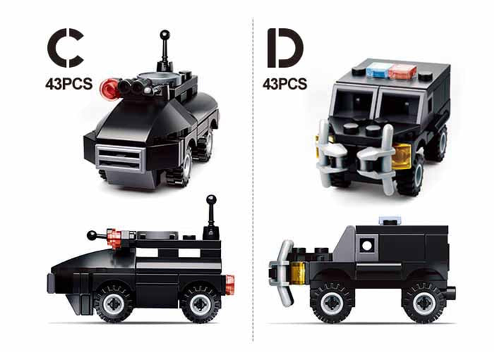 Builder Police Building Brick Display Set, x2 each kit A-D - 3