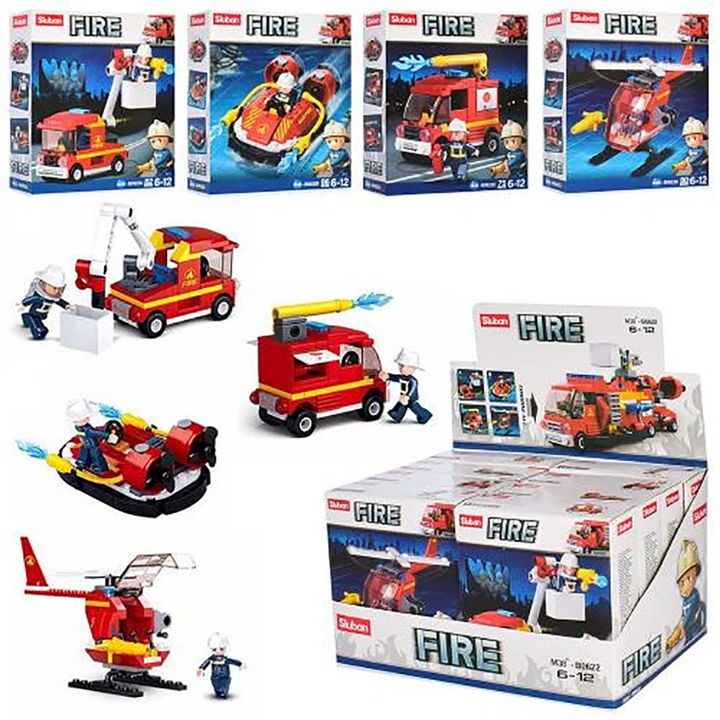 Fire Fighting 4-in-1 Building Brick Display Set