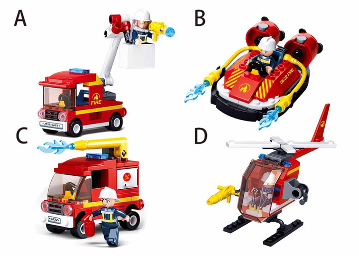 Fire Fighting 4-in-1 Building Brick Display Set - 4