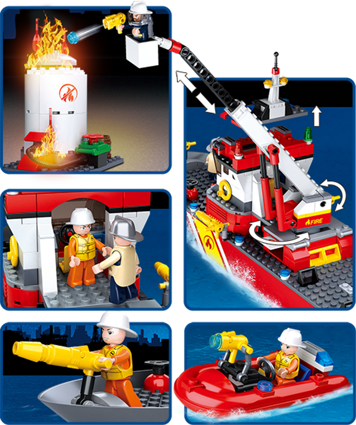 Fire Boat and Oil Tank Building Brick Kit (429 Pcs) - 3