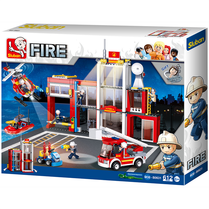 Fire Station Building Brick Kit (612 Pcs)