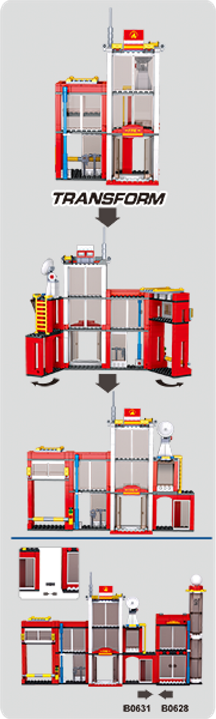 Fire Station Building Brick Kit (612 Pcs) - 5