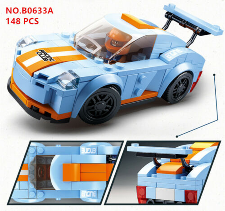 Car Club Leopard Race Car Building Brick Kit (148 pcs) - 2