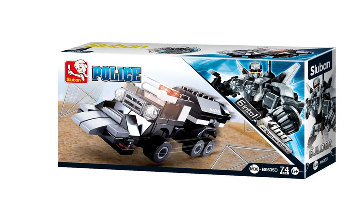 Police Transformer 6-in-1 Building Brick Display Set (384 Pcs) - 6