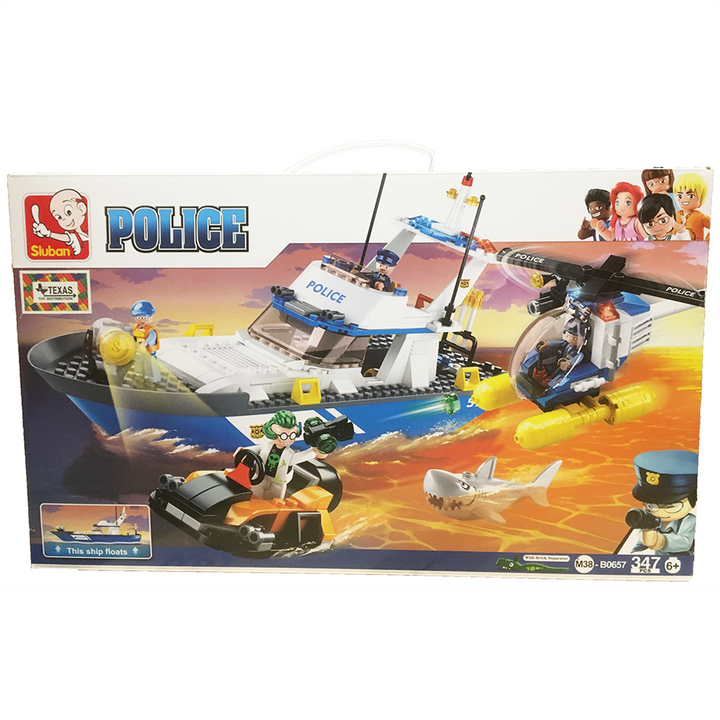 Police Boat, Land & Sea Police Building Brick Kit (347 Pcs)