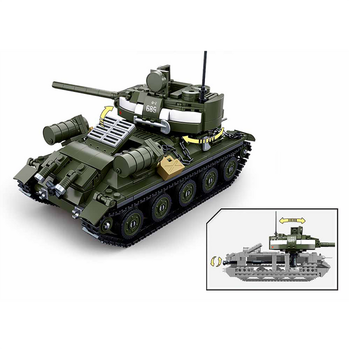 WWII T-34\85 Medium Tank 2-in-1 Building Brick Kit (687 Pcs) - 4