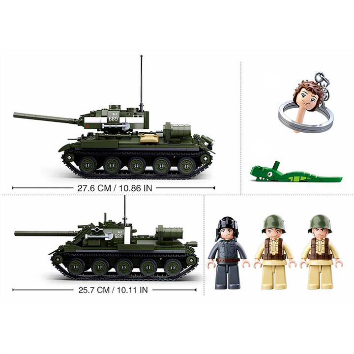 WWII T-34\85 Medium Tank 2-in-1 Building Brick Kit (687 Pcs) - 5