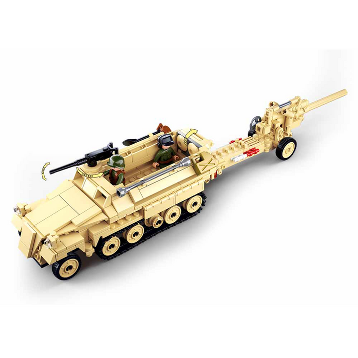 WWII SD.KFZ. 251 Half-Track K18 105mm Cannon Building Brick Kit (460 pcs) - 3