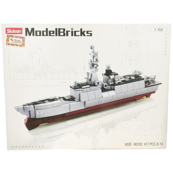 Model Bricks Destroyer Military Ship 1:450 Scale Building Brick Kit (457 pcs)