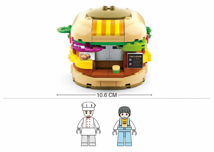 Food Court Hamburger House Building Brick Kit (264 Pcs) - 4