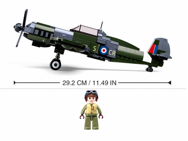 WWII Royal Air Force Spitfire Plane Building Brick Kit (297 pcs) - 5