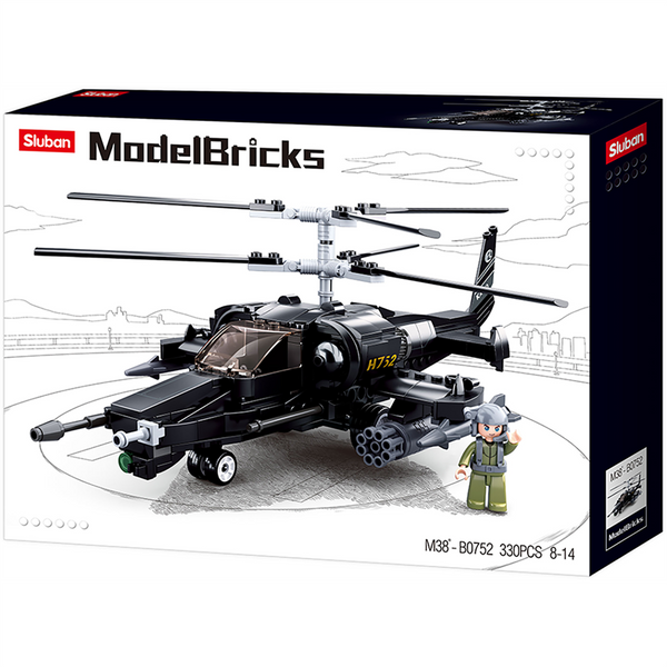 Model Bricks KA-50 Black Shark Helicopter Building Brick Kit (333pcs)