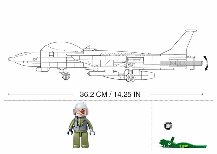 Model Bricks F14 Fighter Jet Building Brick Kit (396 Pcs) - 4