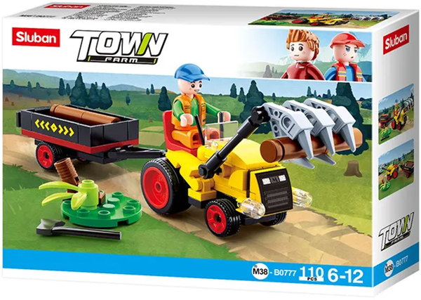 Log Tractor with Log Trailer Building Brick Kit (110 pcs)