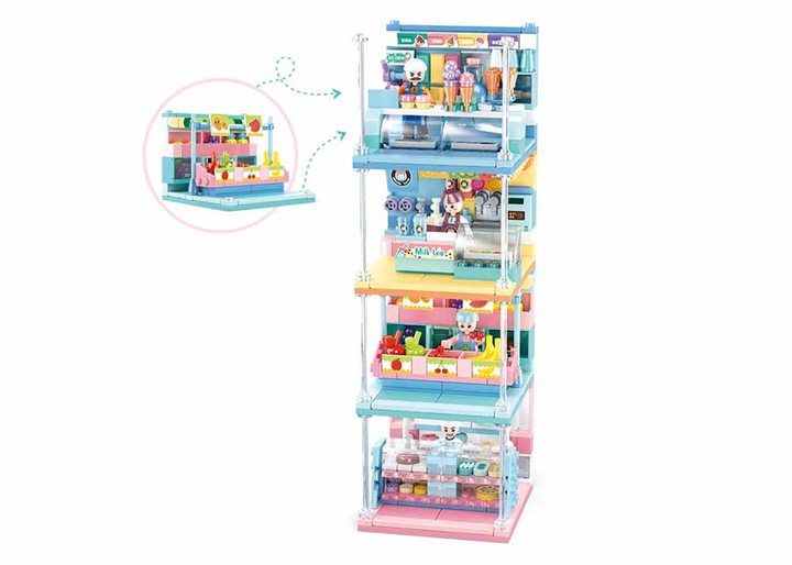 Food Shop Building Brick Display Set (x2 of each kit A-D) - 2