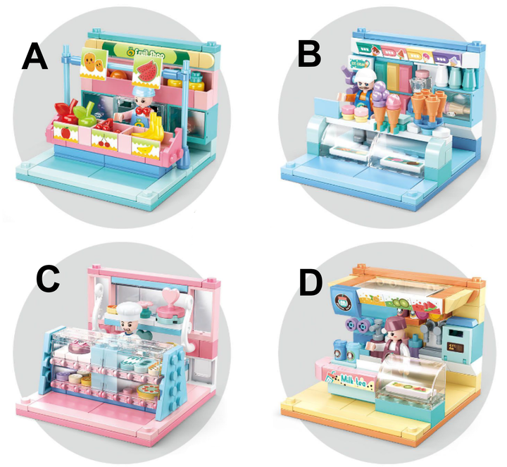 Food Shop Building Brick Display Set (x2 of each kit A-D) - 3