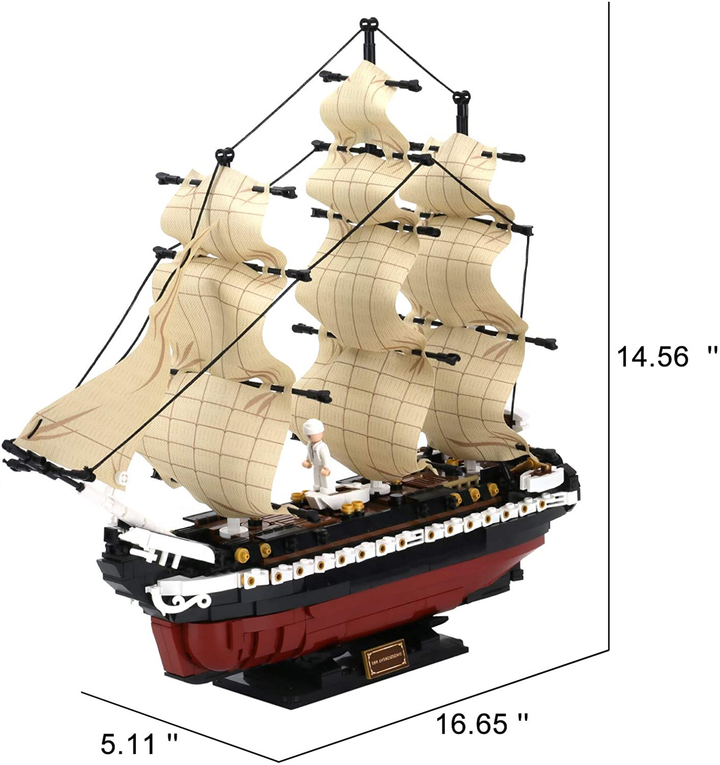 USS Constitution Frigate 1:170 Scale Building Brick Kit (1118 pcs) - 7