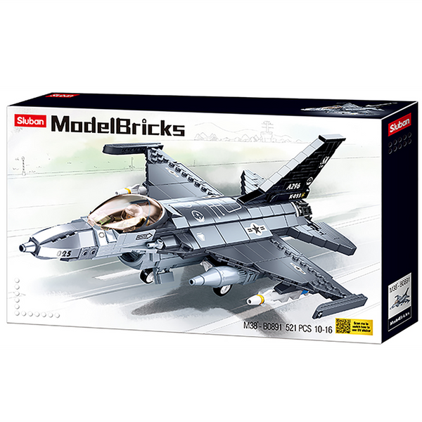 Model Bricks F-16C Falcon Fighter Jet Building Brick Kit (521 pcs)