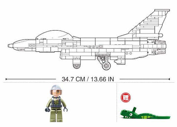 Model Bricks F-16C Falcon Fighter Jet Building Brick Kit (521 pcs) - 4