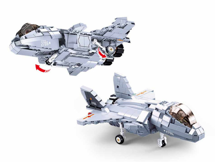 2-in-1 Fighter Jet J-20 Mighty Dragon Brick Kit (926 pcs) - 3