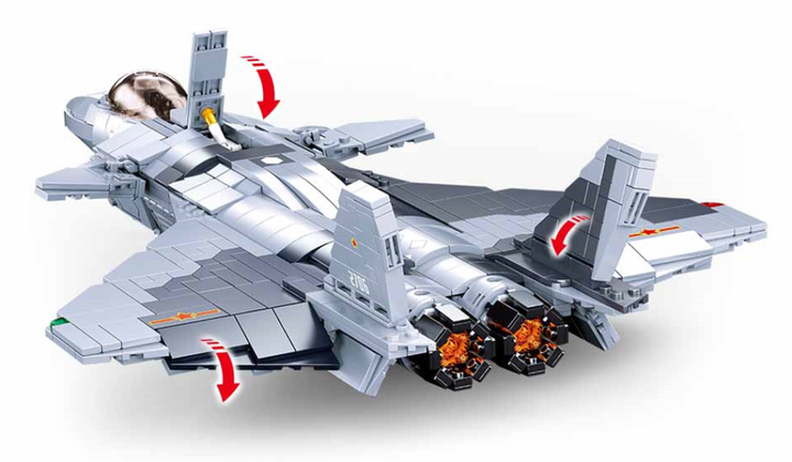 2-in-1 Fighter Jet J-20 Mighty Dragon Brick Kit (926 pcs) - 4