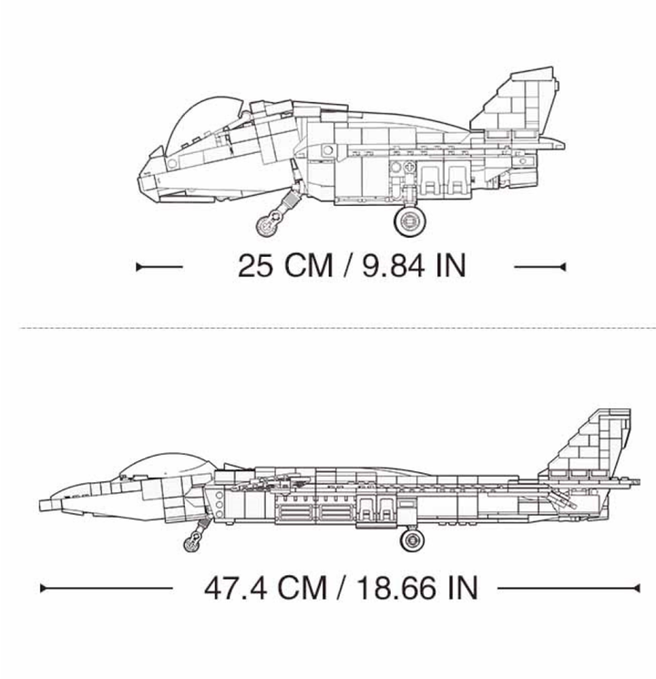 2-in-1 Fighter Jet J-20 Mighty Dragon Brick Kit (926 pcs) - 5