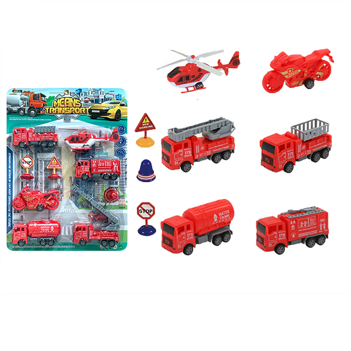 Set of 6 Fire Vehicles with Sign Accessories - 2